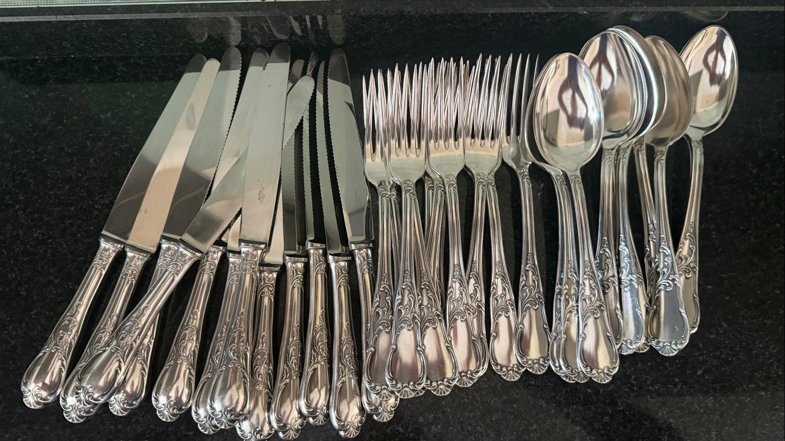 Antiek verzilverd diner-bestek - 12 persoons, 36 stuks, Ophalen of Verzenden