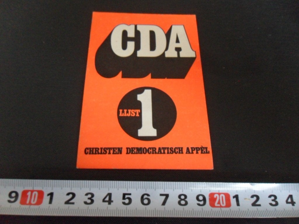 sticker Politiek CDA Lijst 1 Christen Democratisch appèl, Ophalen of Verzenden, Zo goed als nieuw