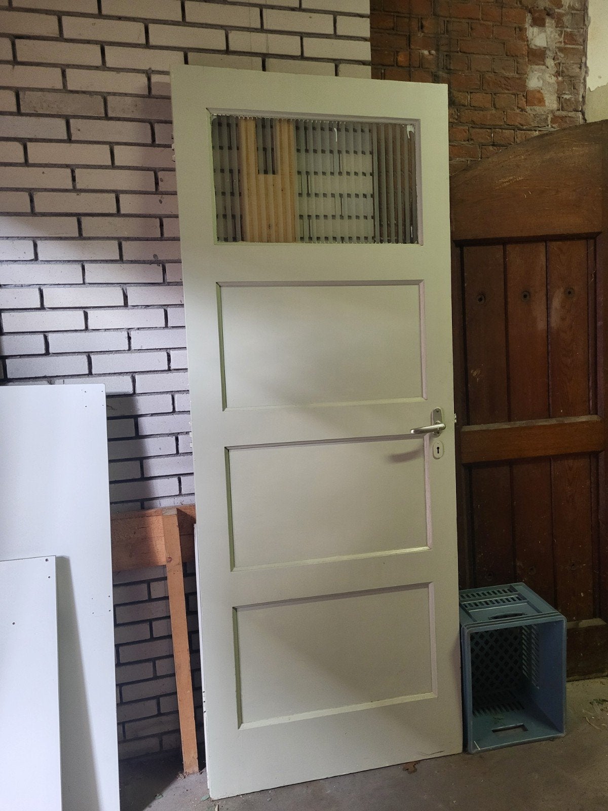 Paneeldeur jaren '30 met glas, 81,5 x 211 cm, Doe-het-zelf en Verbouw, Deuren en Horren, Ophalen, Gebruikt, Binnendeur, Glas