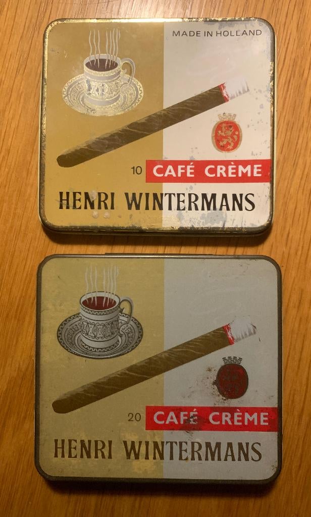 2 Lege Henri Wintermans blikken Sigarendoosjes oud, Ophalen of Verzenden, Gebruikt, Tabaksdoos of Verpakking