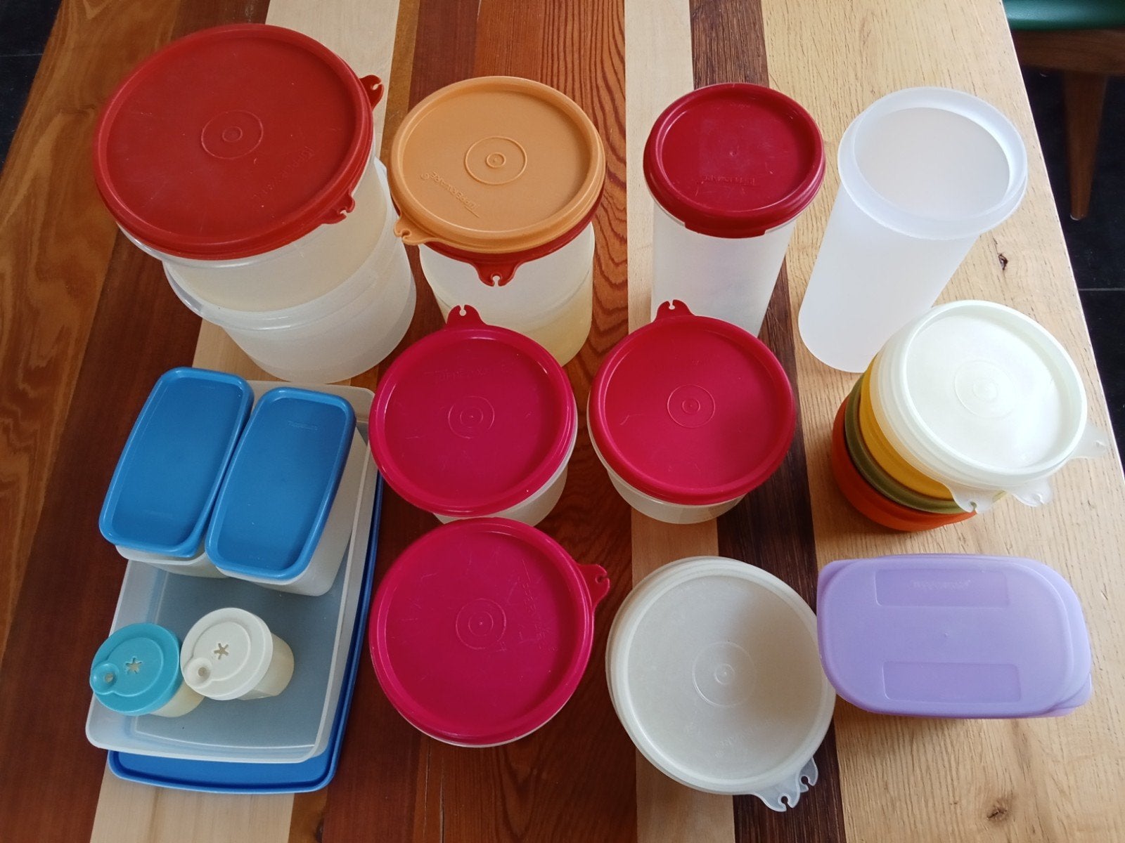 vintage Tupperware plastic vershoudbakjes, voorraadbussen en, Gebruikt, Geschikt voor vriezer, Wit, Ophalen of Verzenden