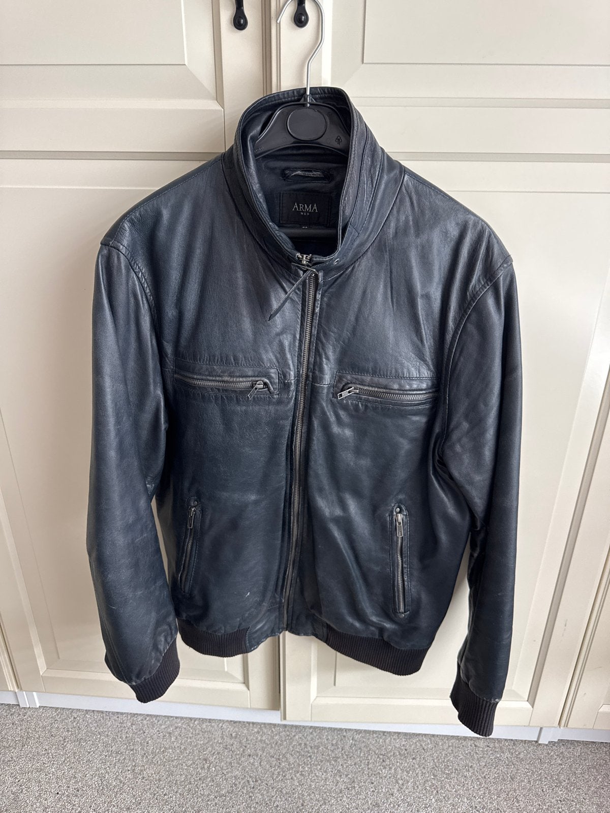 ARMA Heren Leren Jas - Zwart, Maat 50 (M), Kleding | Heren, Ophalen of Verzenden, Zo goed als nieuw, Maat 48/50 (M), Zwart