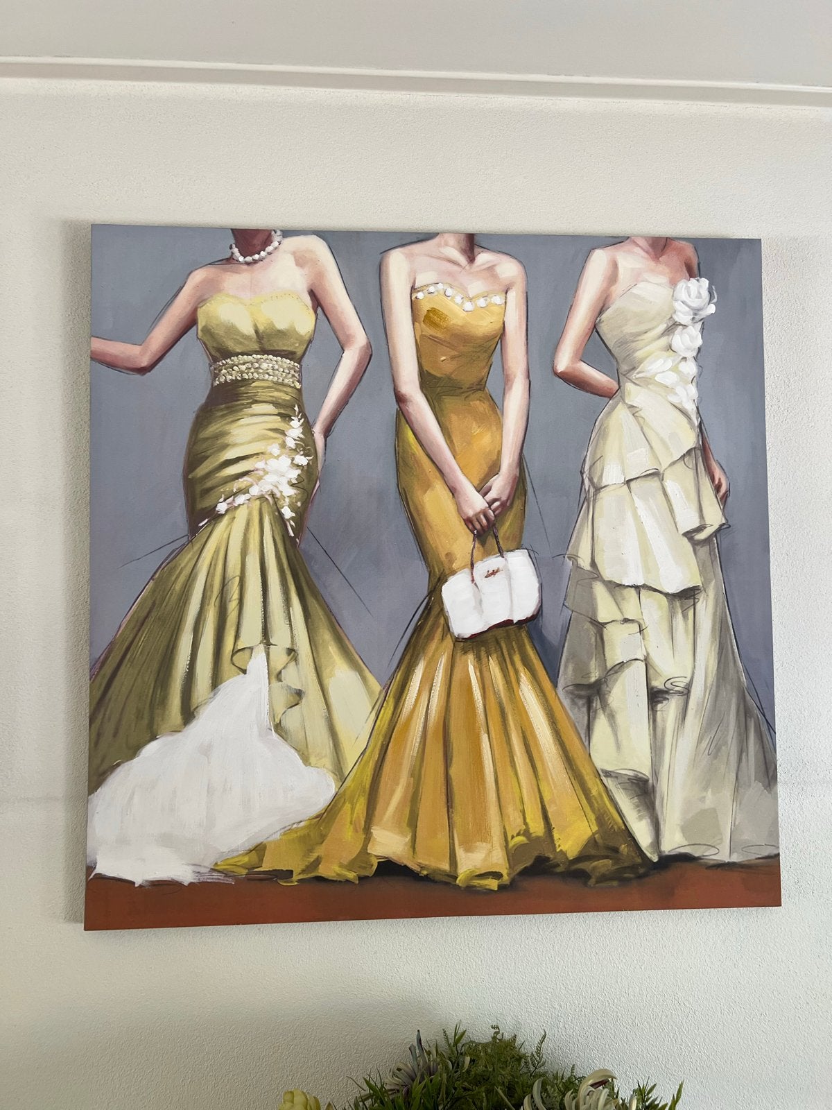 Canvas doeken 100x100 cm - Dames in avondkleding, Ophalen, 75 tot 100 cm, 75 – 100, Print