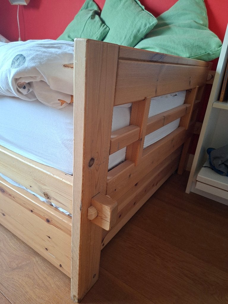 lifetime bed met onderschuifbed/lade, Ophalen, 85 tot 100 cm, Gebruikt, Hoogslaper of Stapelbed