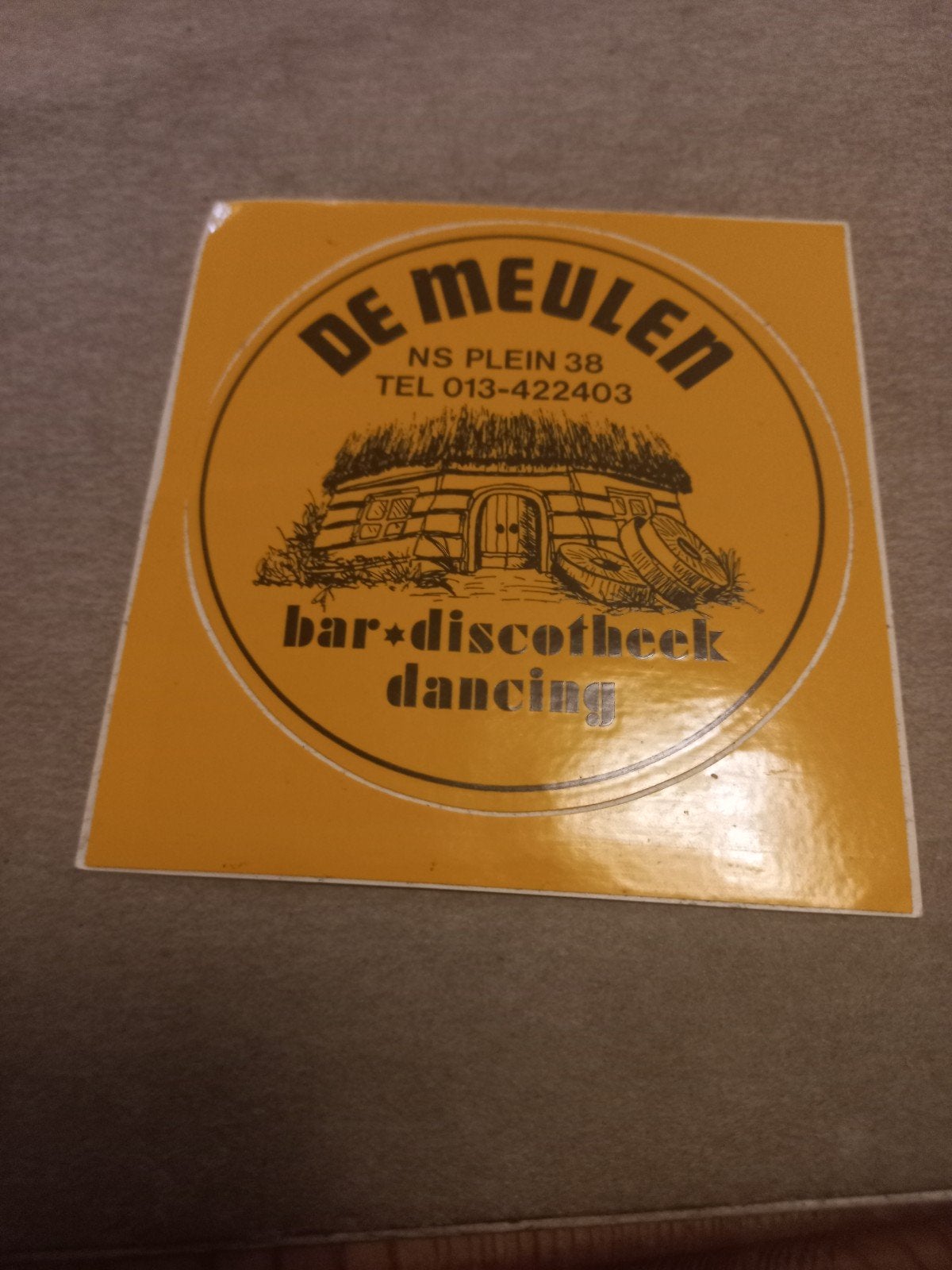 Vintage De Meulen Bar Discotheek Dancing Sticker, Verzamelen, Ophalen of Verzenden, Gebruikt, Overige typen