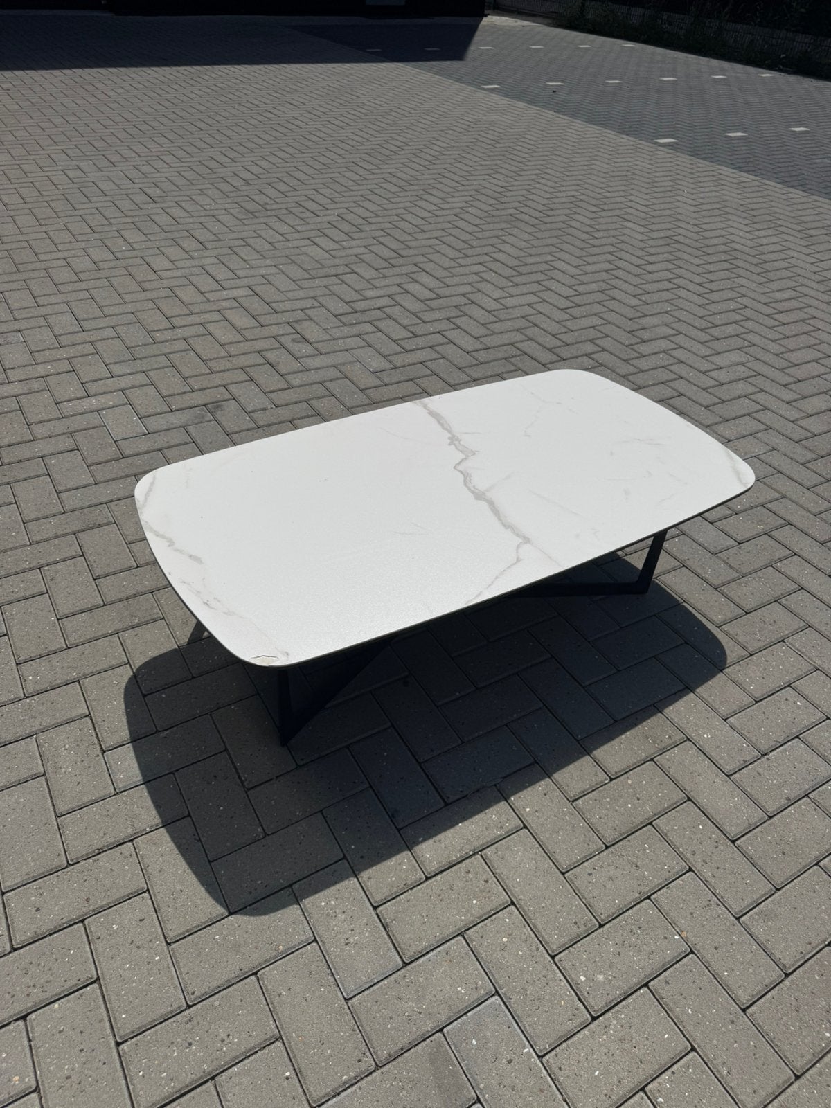Salon tafel - marmerlook montel, Ophalen, 100 tot 150 cm, 50 tot 100 cm, Metaal