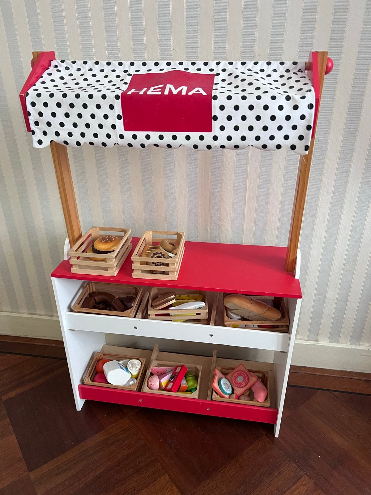Hema houten marktkraam met accessoires, Kinderen en Baby's, Ophalen, Zo goed als nieuw, Jongen of Meisje