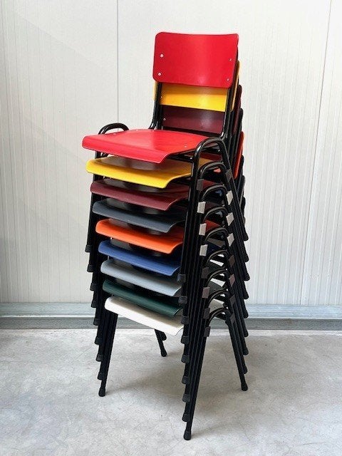 Retro eettafelstoelen nieuw stapelstoelen 9 kleuren prijs ps, Overige kleuren, ., Vintage, Nieuw