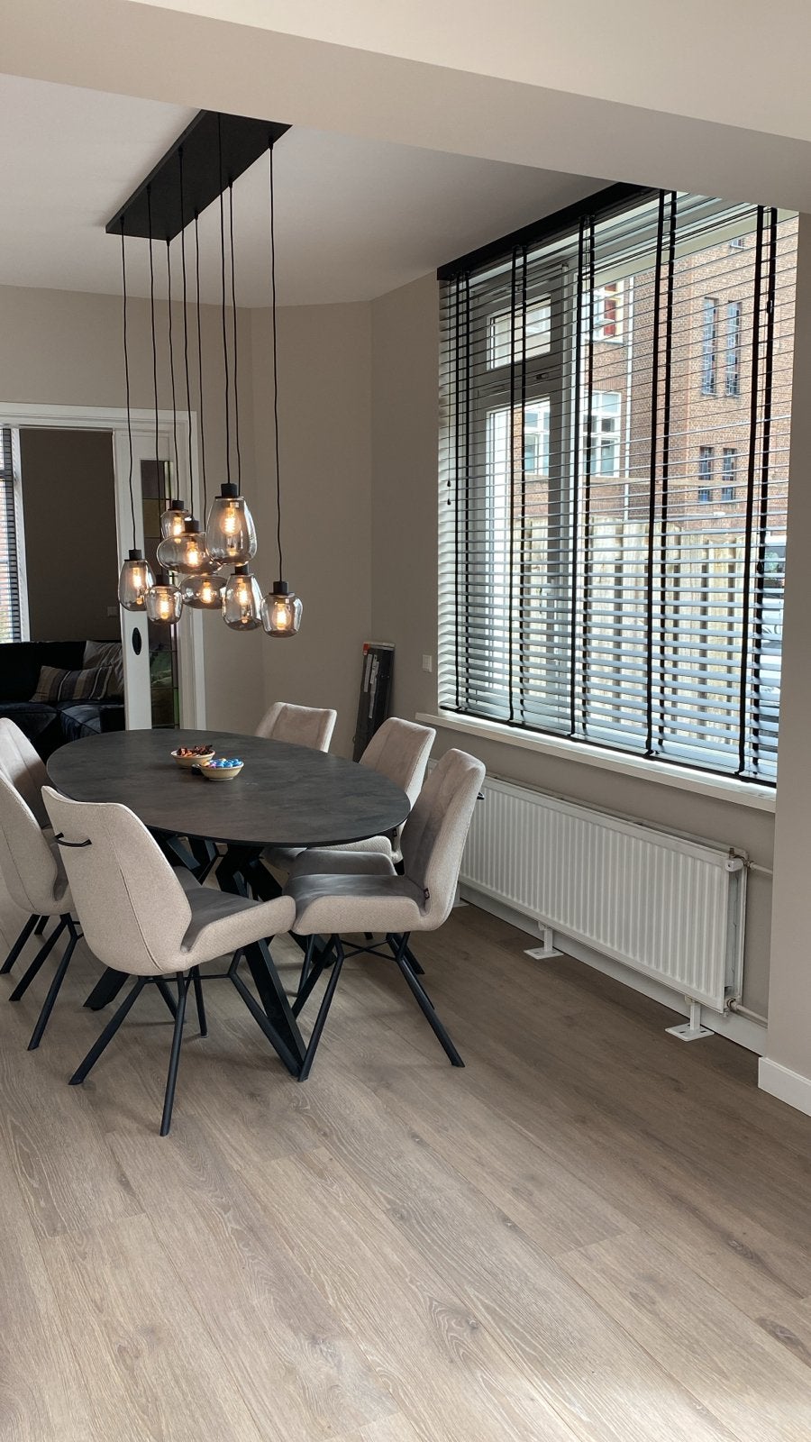 Moderne ovale eettafel Masura 220x105 cm antraciet, Ophalen, 100 tot 150 cm, 200 cm of meer, Zo goed als nieuw