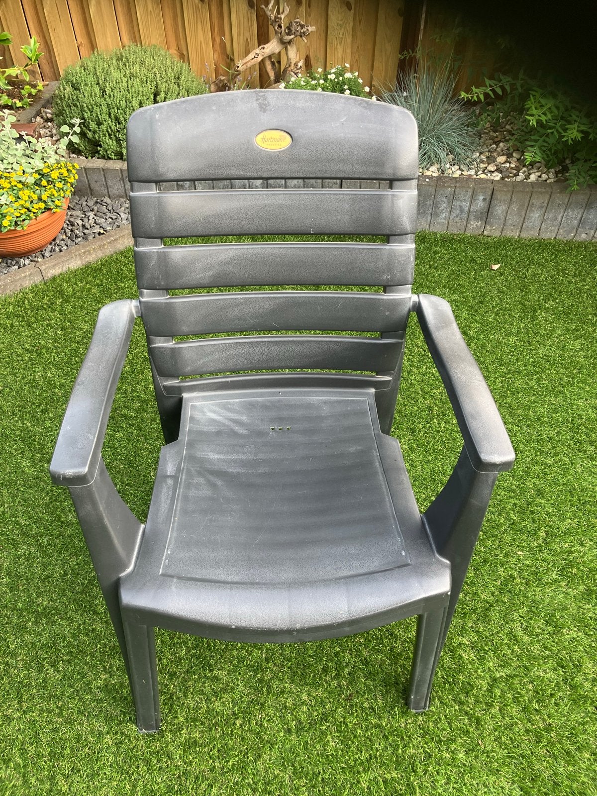 Hartman Prestige Tuinstoel - Donkergrijs Kunststof, Ophalen, Gebruikt, Kunststof