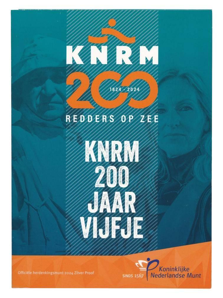 Nederland 5 Euro 2024 KNRM 200 jaar Vijfje – Zilver Proof in, Koningin Beatrix, Zilver, Euro's, Ophalen of Verzenden