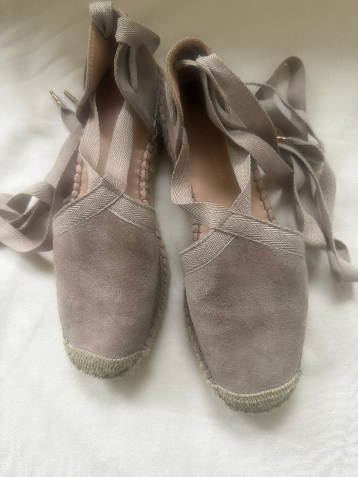 Espadrilles met enkel linten, Ophalen of Verzenden, Zo goed als nieuw, Beige, Espadrilles of Moccasins