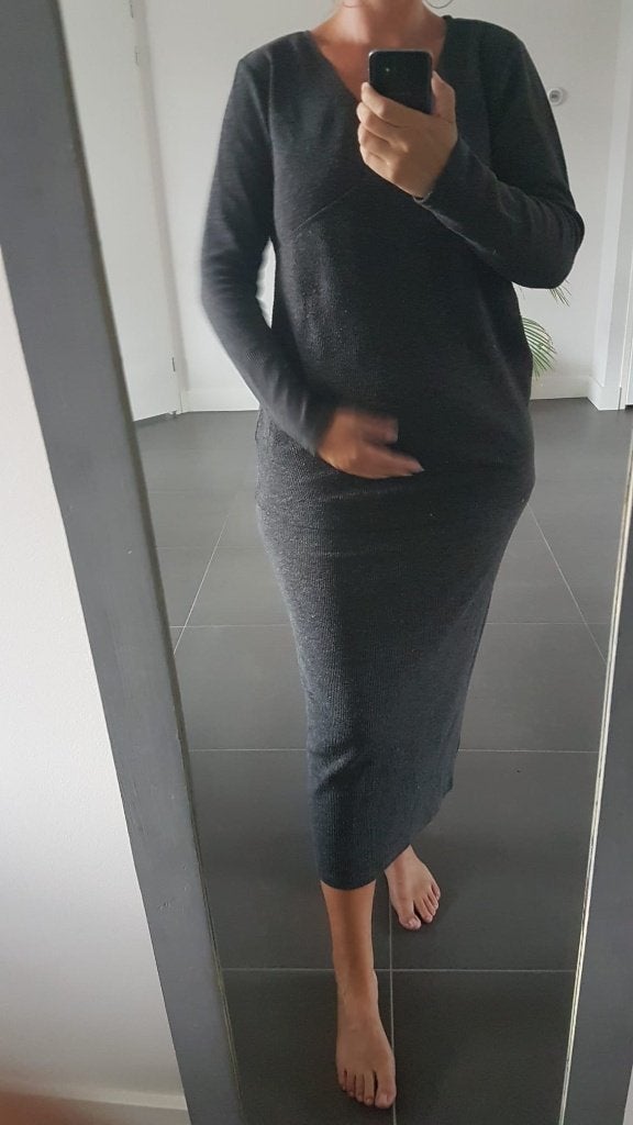 Zwangerschapsjurk + Borstvoedingstrui Grijs H&M XL, Kleding | Dames, Verzenden, Maat 46/48 (XL) of groter, Zo goed als nieuw, Grijs