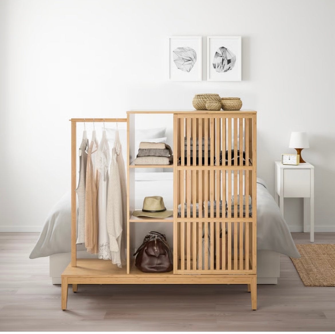 IKEA Nordkisa open kledingkast met hangruimte en planken, Ophalen, Met plank(en), Gebruikt, 100 tot 150 cm