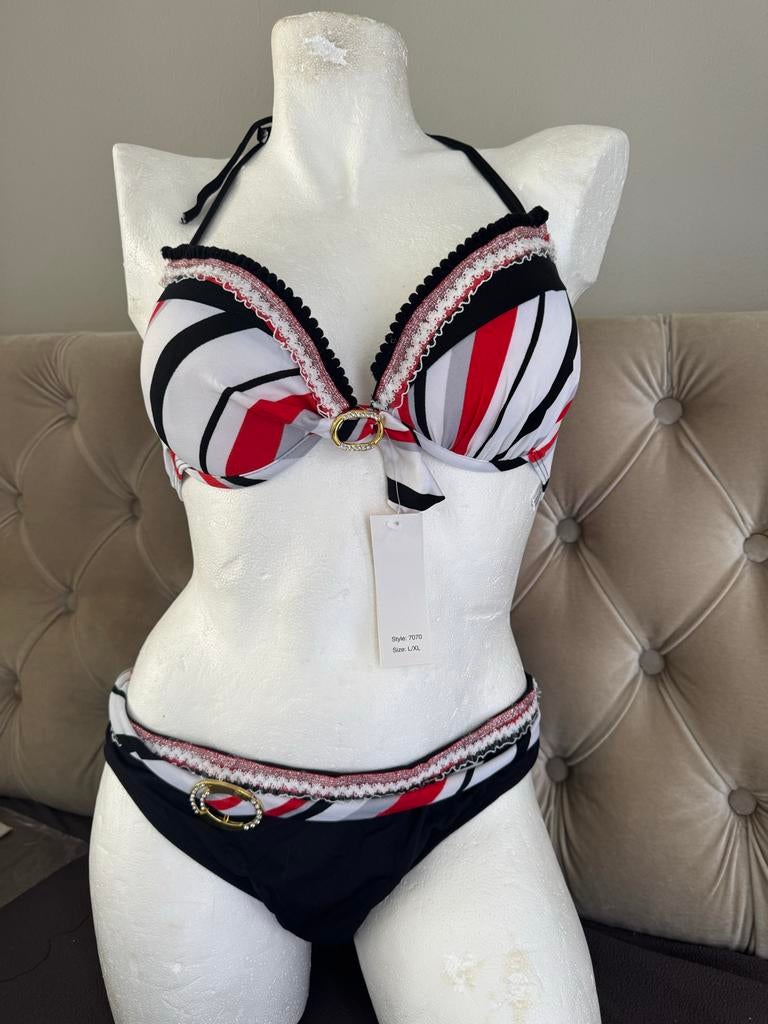 Ibiza bikini set rood zwart / wit L / XL (valt als L), Ophalen of Verzenden, Nieuw, Rood, Bikini