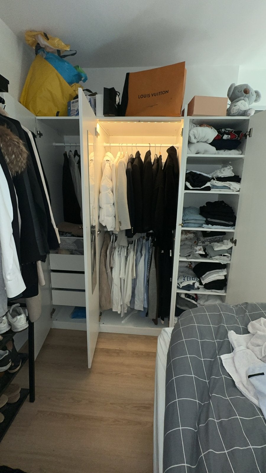 Witte IKEA PAXX kast met gouden details, Ophalen, Gebruikt, 200 cm of meer, 150 tot 200 cm