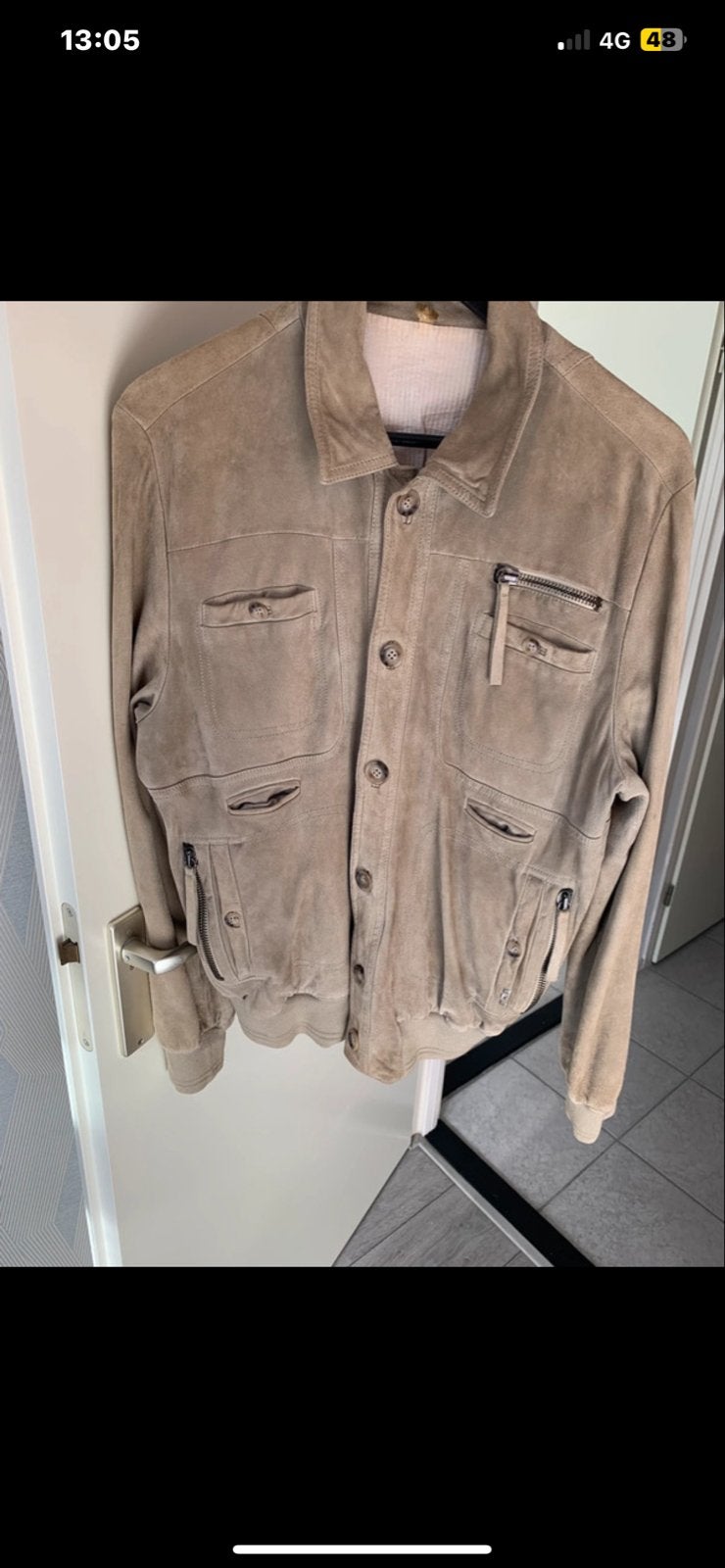 Iceberg suède jas heren - Beige - Maat M, Ophalen of Verzenden, Gedragen, Maat 48/50 (M), Beige