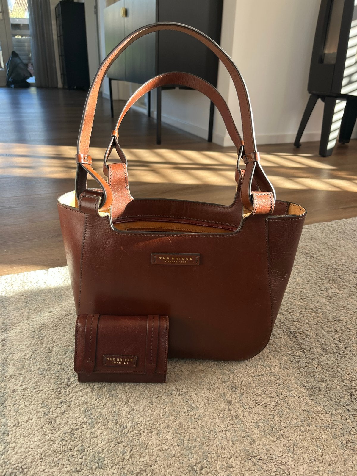 Leren tas en portemonnee The Bridge Florence, Ophalen of Verzenden, Gebruikt, Bruin, Handtas