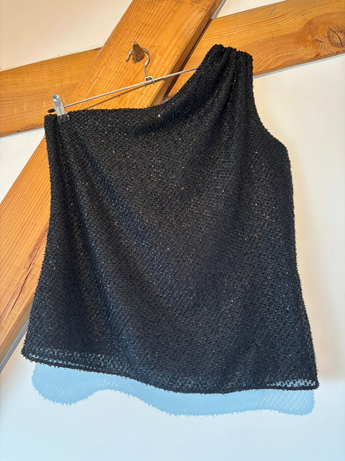Josh v glitter top one shoulder maat L, Maat 38/40 (M), Zwart, Ophalen of Verzenden, Zo goed als nieuw