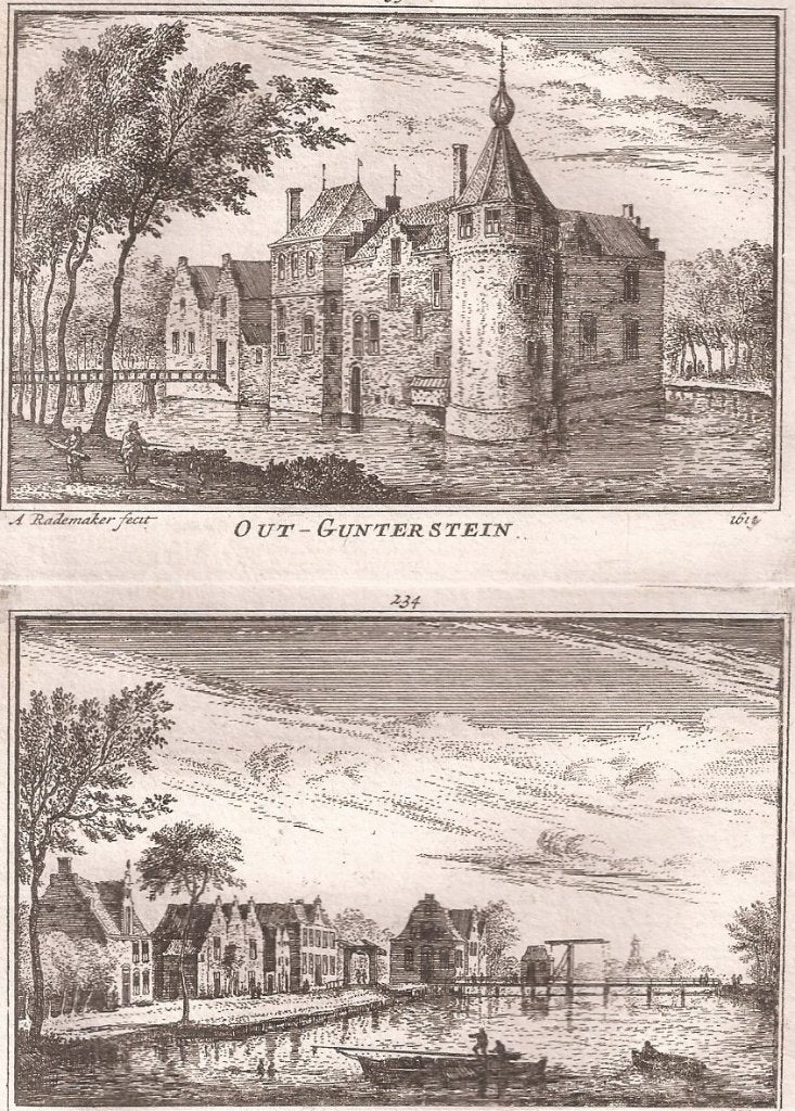 Out - Gunterstein 1612 Nieuwersluis komende van Utrecht 1670, Stadsgezicht, Ophalen of Verzenden, 15 cm, 11 cm