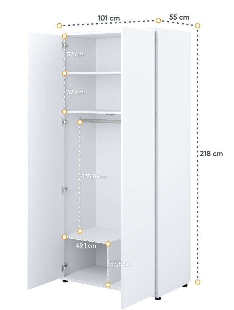 Concept 2-deurs kledingkast - Wit hoogglans, Huis en Inrichting, Slaapkamer | Bedden, Niet ingevuld, Niet ingevuld, Niet ingevuld