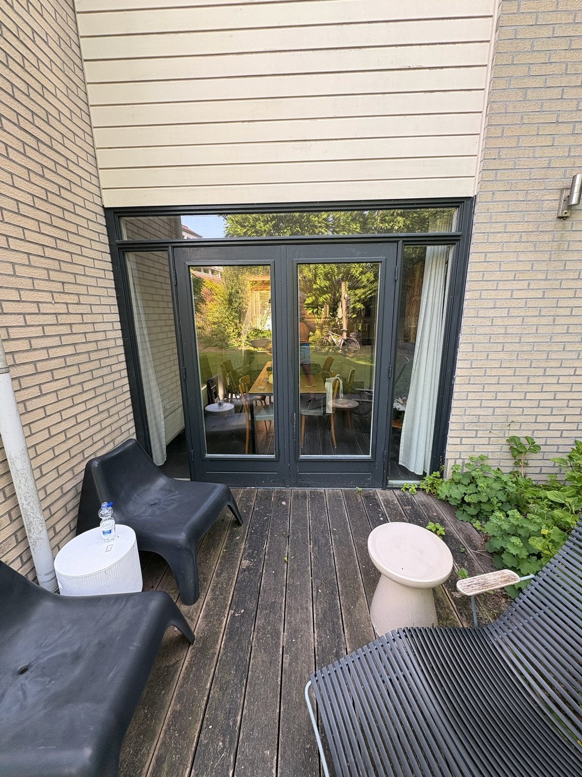 Dubbele tuindeuren met bovenlicht en zijlichten, Ophalen, Gebruikt, Vouwdeur, 120 cm of meer