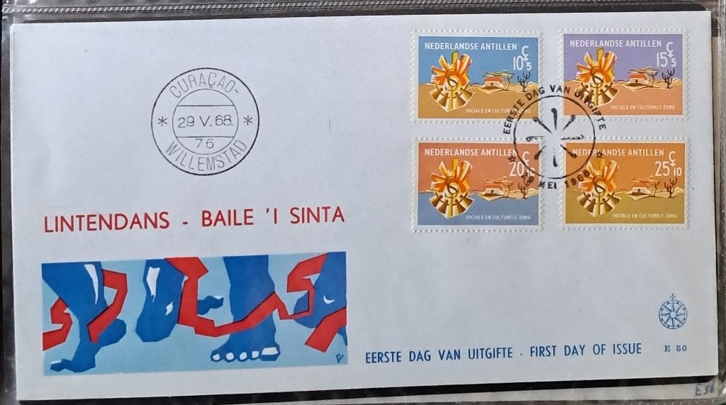 Ned.Antillen: Zomerzegels envelop 1968, Ophalen of Verzenden, Onbeschreven, Rest van de wereld