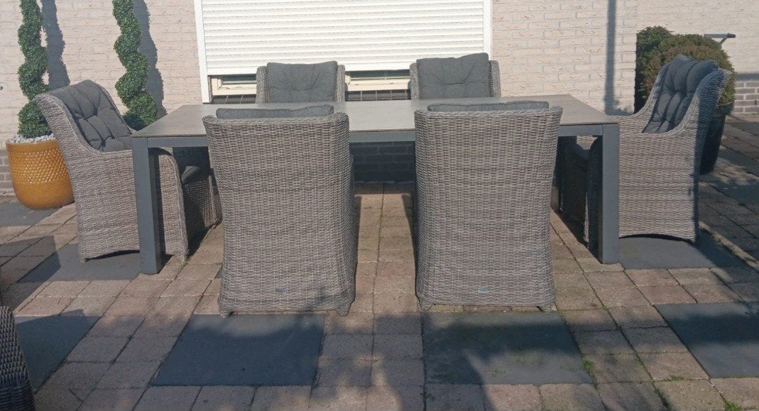 Tierra outdoor dining set 6 persoons, Ophalen, 6 zitplaatsen, Zo goed als nieuw, Wicker