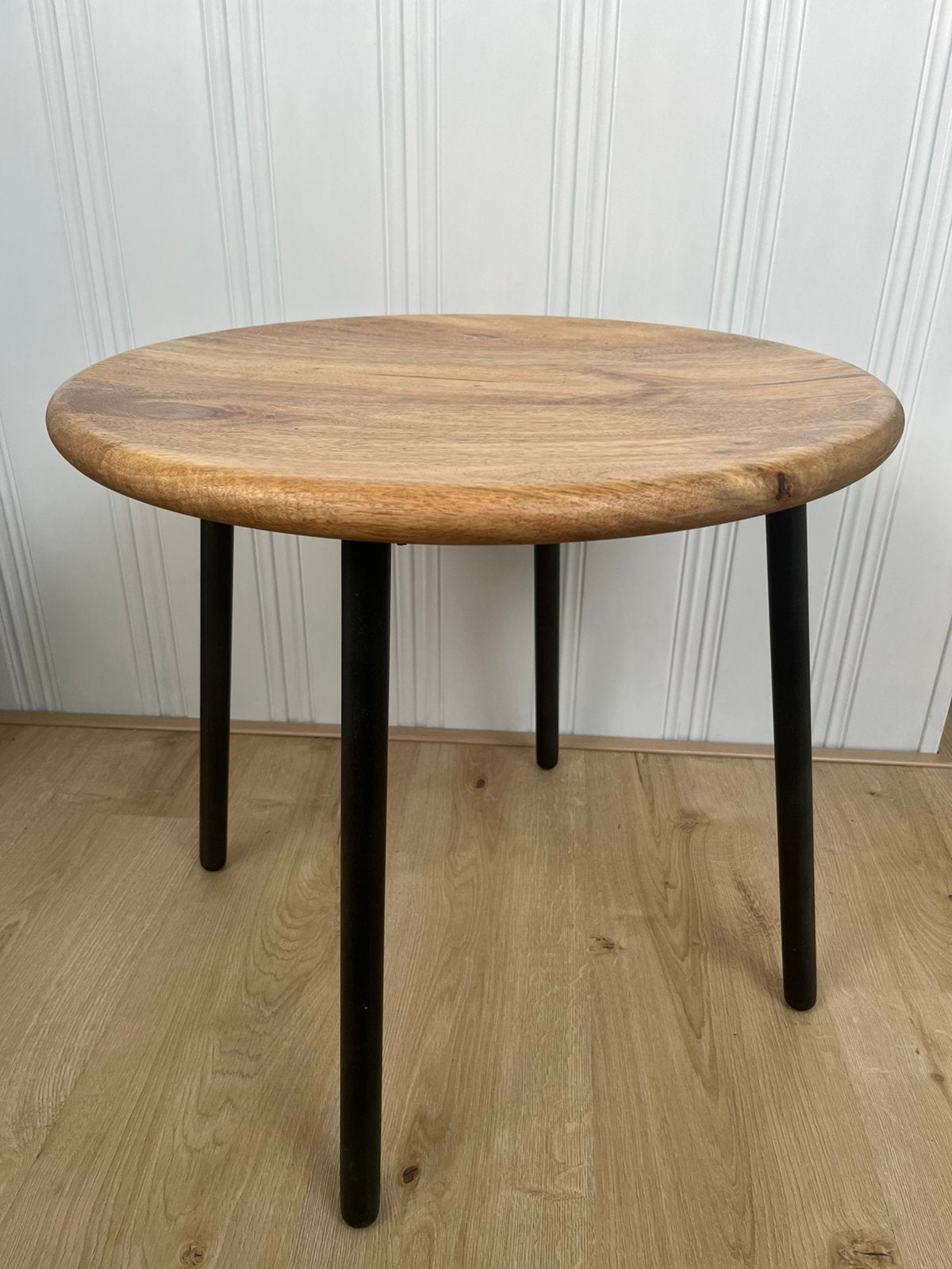 Ronde Retro Bijzettafel van Hout en Metaal, Ophalen, Gebruikt, Rond, 50 tot 100 cm