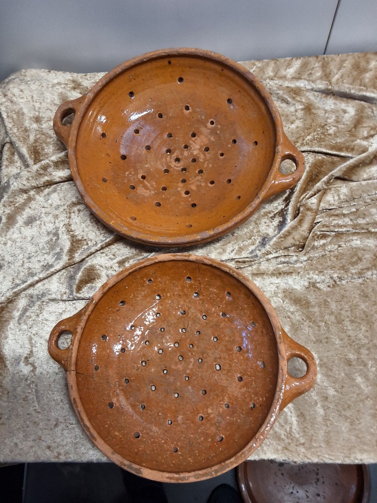 Antieke Aardenwerk Vergieten - Set van 7, Ophalen of Verzenden