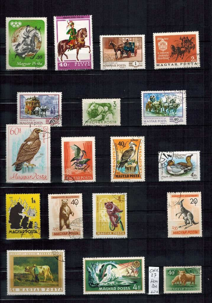 OAK- 27   Hongarije - Dieren,   40 postzegels, Verzenden