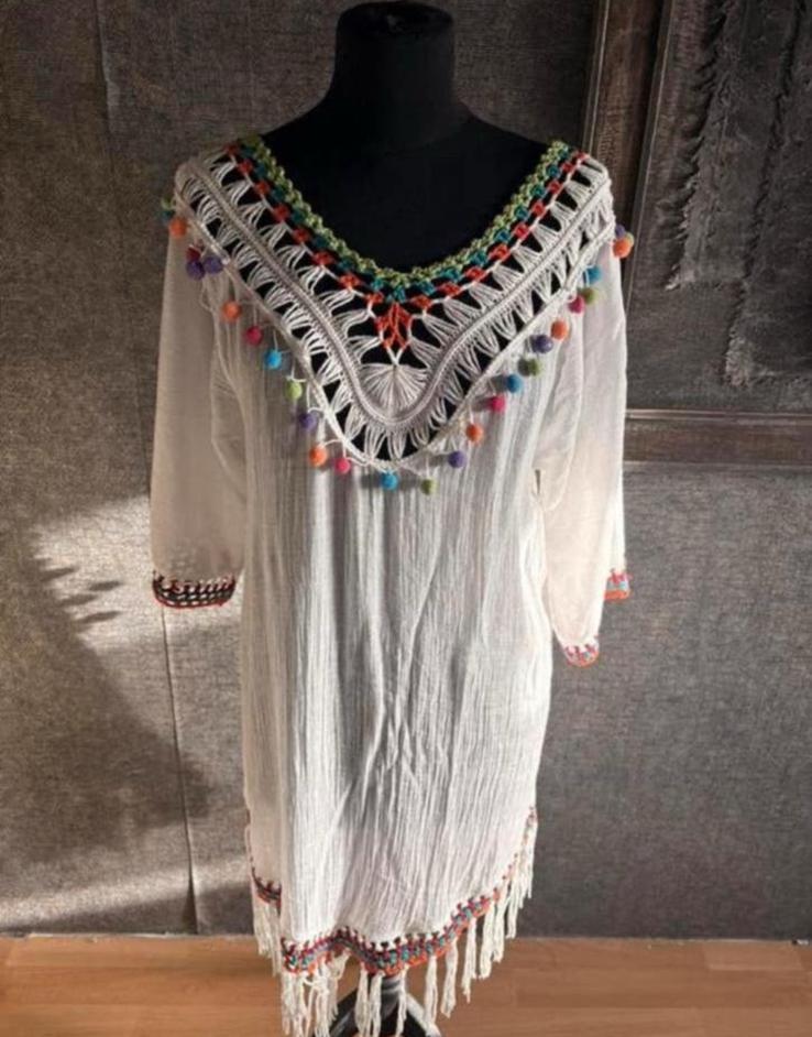 Mooie witte zomerse Ibiza tuniek/blouse mt M ZGAN, Kleding | Dames, Blouses en Tunieken, Ophalen of Verzenden, Zo goed als nieuw