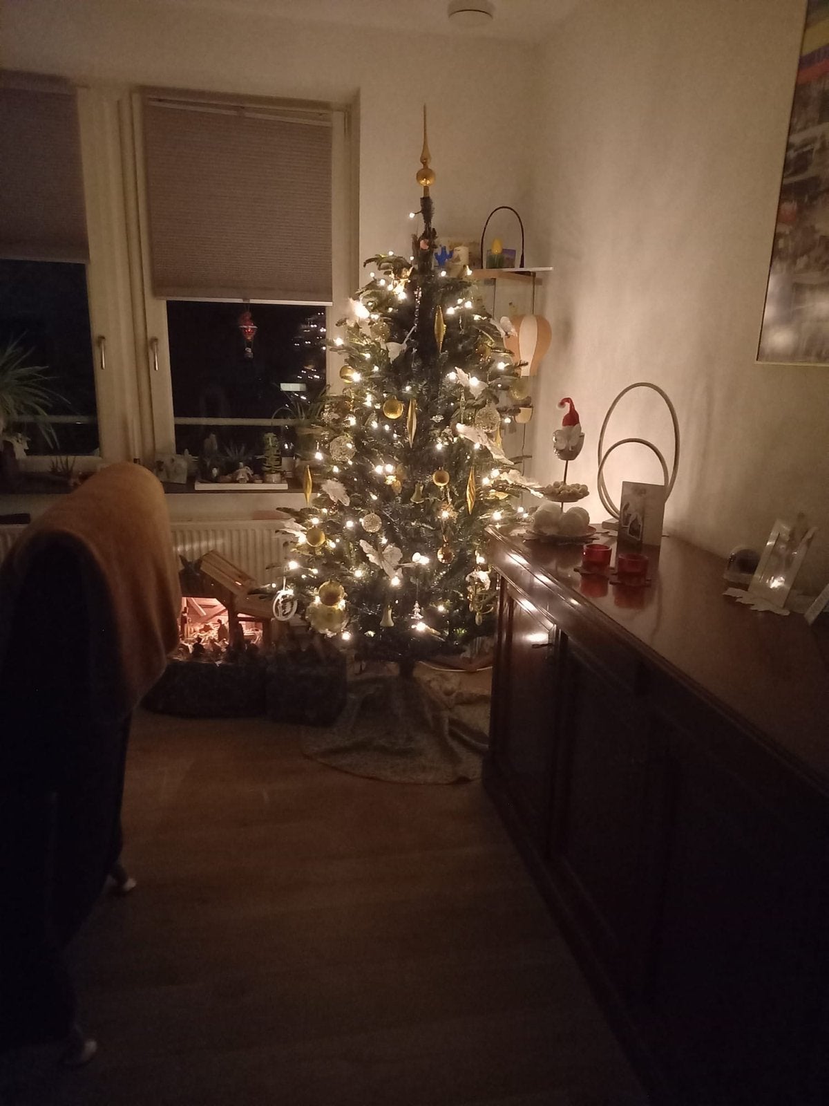 Kerstboom kunst 3-delig inclusief lampjes, Ophalen, Zo goed als nieuw