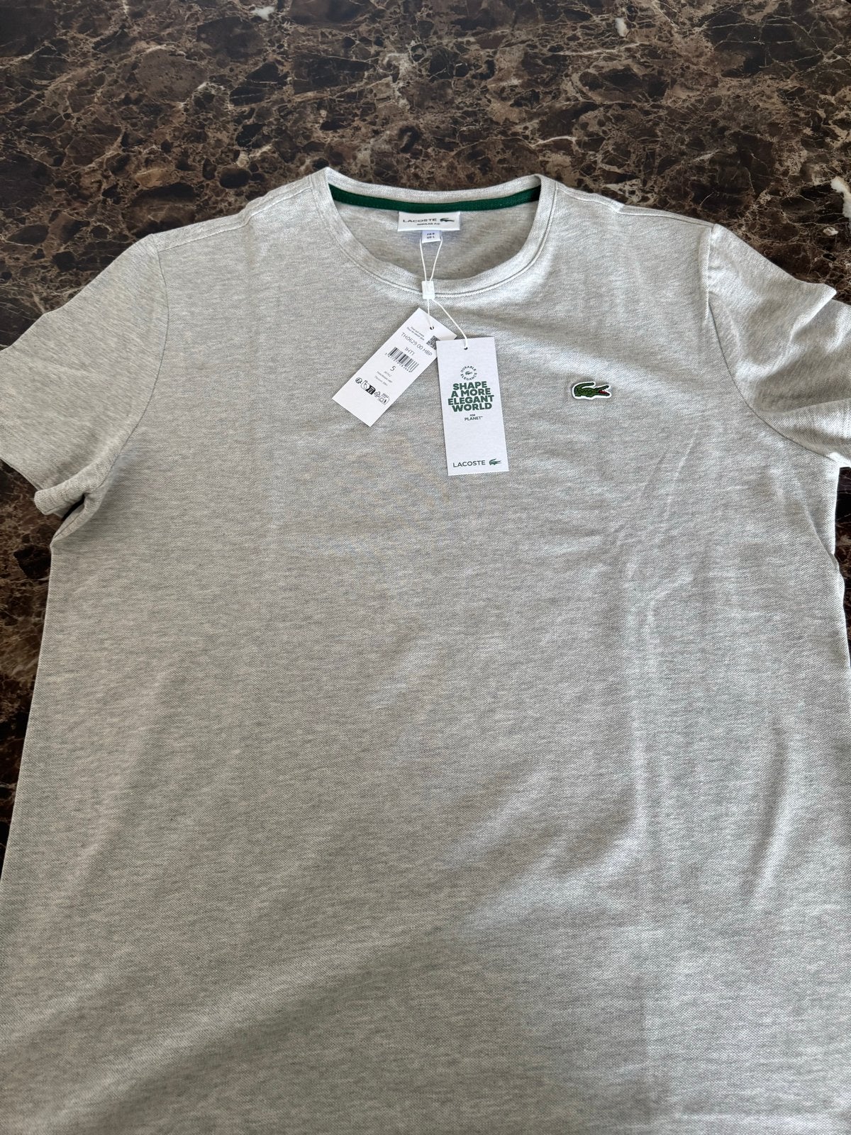 Lacoste grijs katoen/linnen polo maat 5 (L) nieuw, Ophalen of Verzenden, Zo goed als nieuw, Maat 52/54 (L), Grijs