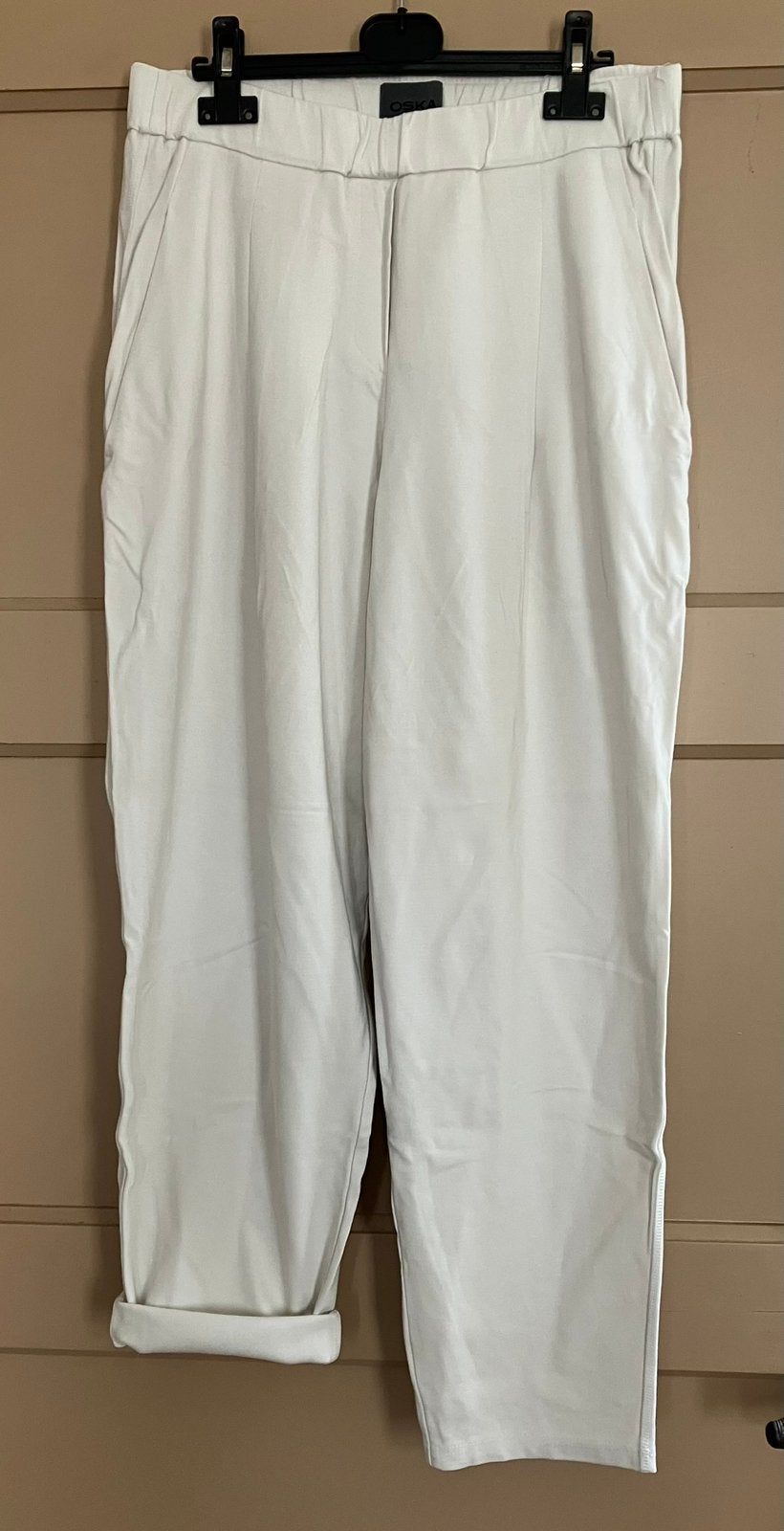 OSKA Elegante Creme Broek in Tricot, zit Zalig, 2/3, Maat 38/40 (M), Overige kleuren, Verzenden, Lang