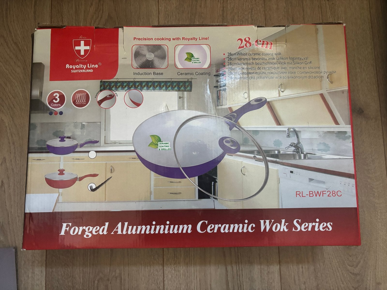 Royalty Line Zwitserland Wokpan 28cm met Keramische Coating, Antiaanbaklaag, Verzenden, Nieuw, Aluminium