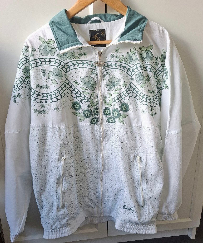 Vintage Fong Leng Oversized Trainingsjack/80-90s, Ophalen of Verzenden, Gedragen, Wit, Fitness of Aerobics