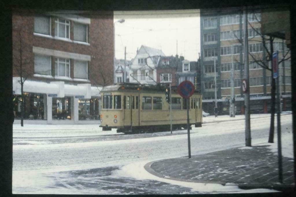 Dia tram H8 werkwagen Haagsche Tramweg Maatschappij HTM, Ophalen of Verzenden, Gebruikt, Tram, Kaart of Prent