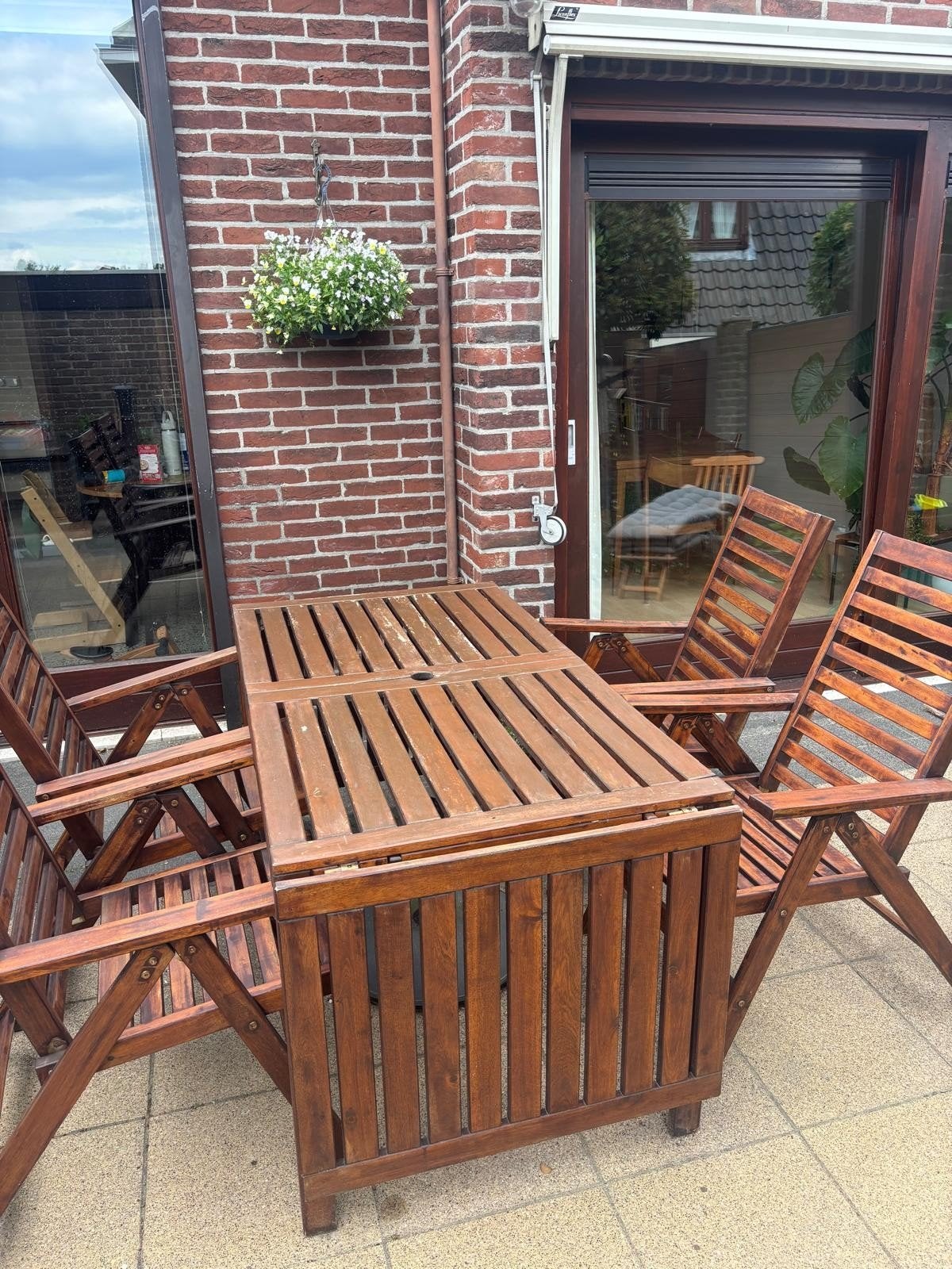 Ikea tuinset uitschuifbaar / tafel+4 stoelen+kussens, Tuin en Terras, Tuinsets en Loungesets, Ophalen