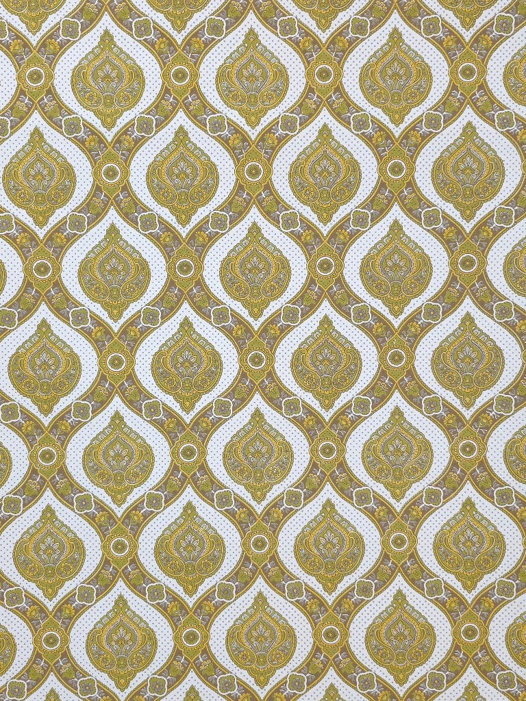  5586 Retro ornamentbehang  grafisch patroon in groen swiet, Ophalen of Verzenden, Bruin