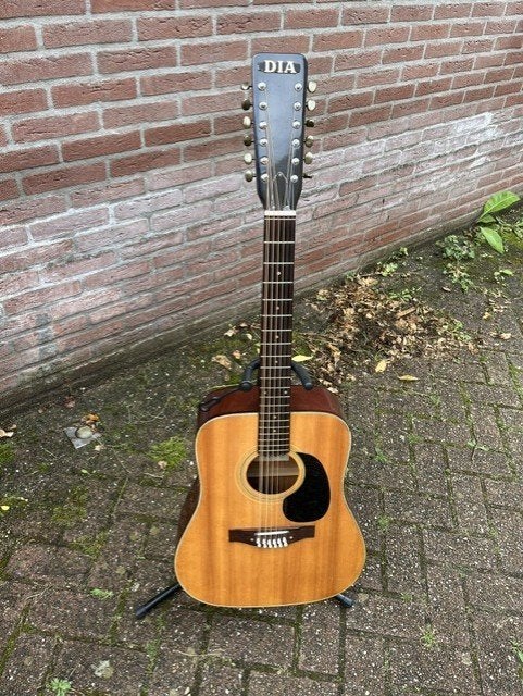Dia (Aria) MIJ lawsuit gitaar (Ca.1978), Ophalen, Gebruikt, Western- of Steelstringgitaar, 12-snarig
