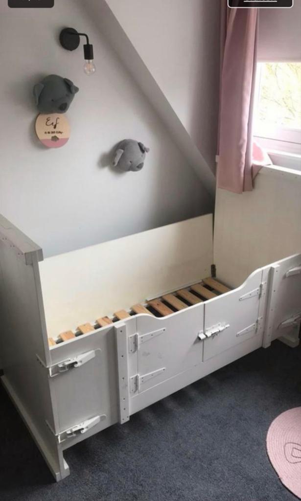 Peuterbed 70x150 cm - Ideaal voor baby en kind met matras, Gebruikt, 70 tot 85 cm, Lattenbodem, 140 tot 160 cm