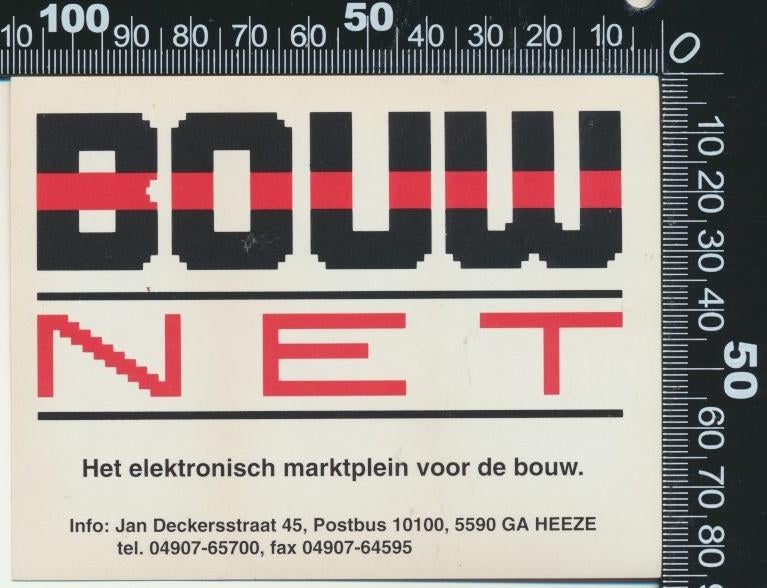 Sticker: Bouwnet - Heeze, Ophalen of Verzenden, Zo goed als nieuw, Bedrijf of Vereniging