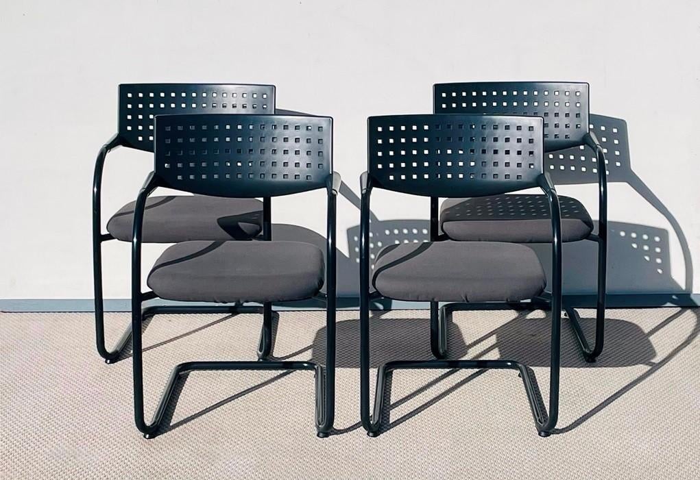 4 Visavis Armstoelen # Antonio Citterio / VITRA # Vintage, Vintage Post Modern, Gebruikt, Zwart, Ophalen of Verzenden