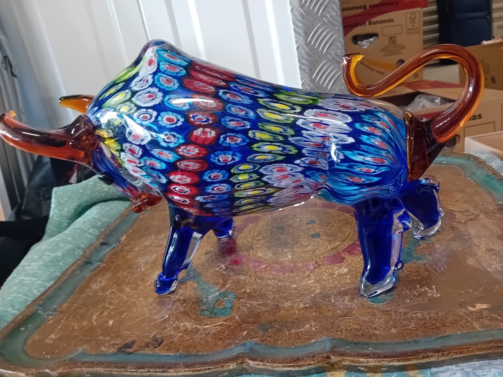 Grote Murano Glas Stier - Puntgaaf, Ophalen of Verzenden
