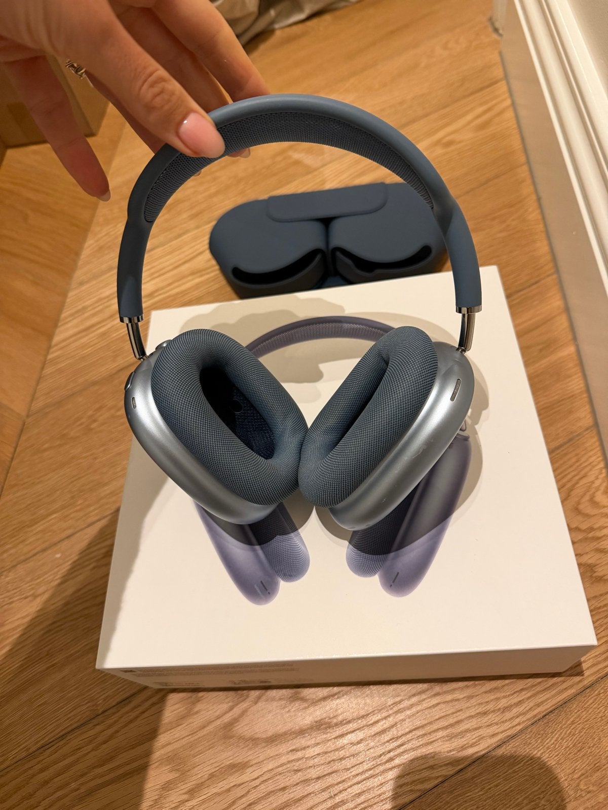 Apple AirPods Max - Gen 2 - Blauw (Bon aanwezig + Applecare), Gebruikt, Bluetooth, Ophalen of Verzenden, Grijs