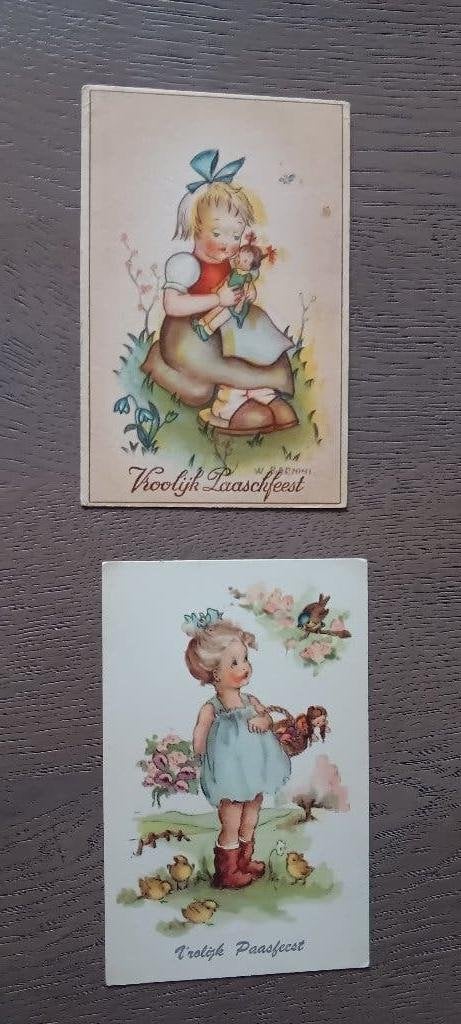 2 oude ansichtkaarten paasfeest, Ophalen of Verzenden, Feest(dag)