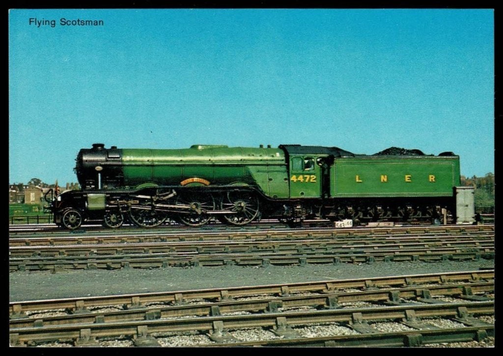 Spoorwegen : Engeland - "Flying Scotsman", Ophalen of Verzenden, Zo goed als nieuw, Trein, Kaart of Prent