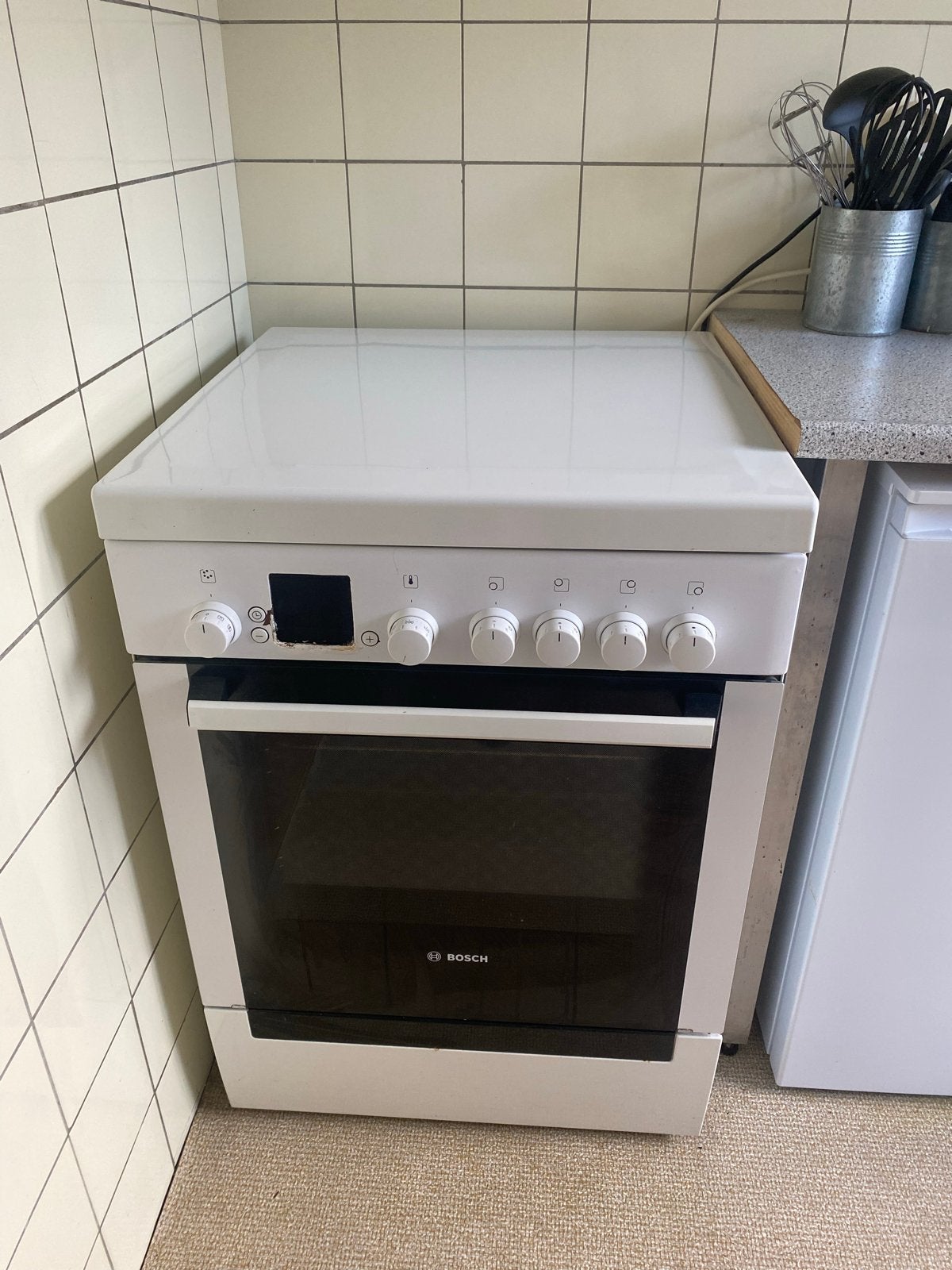Bosch Vrijstaand Gasfornuis met Oven - Wit, Ophalen, Gebruikt, 4 kookzones, Gas
