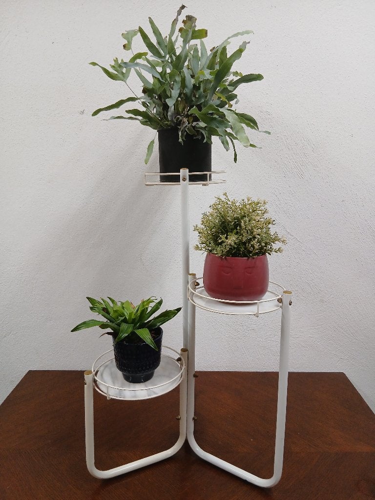 Vintage Hollywood Regency plantenstaander met marmer, Ophalen of Verzenden